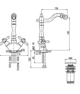 Смеситель для биде Rav Slezak Morava Retro MK121.5/9CMATSM черный матовый